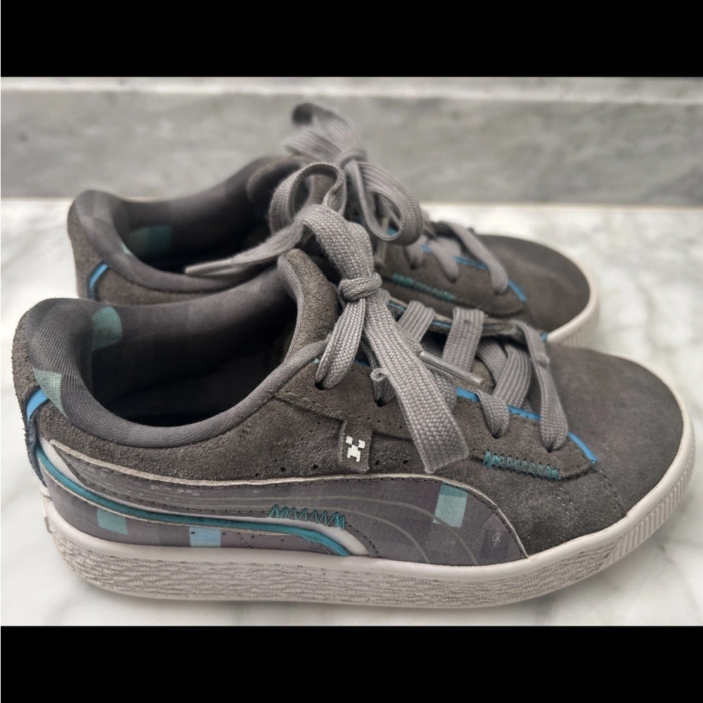 Puma X Minecraft Gamer Grey Concrete Blocks Kids Sneaker Shoes